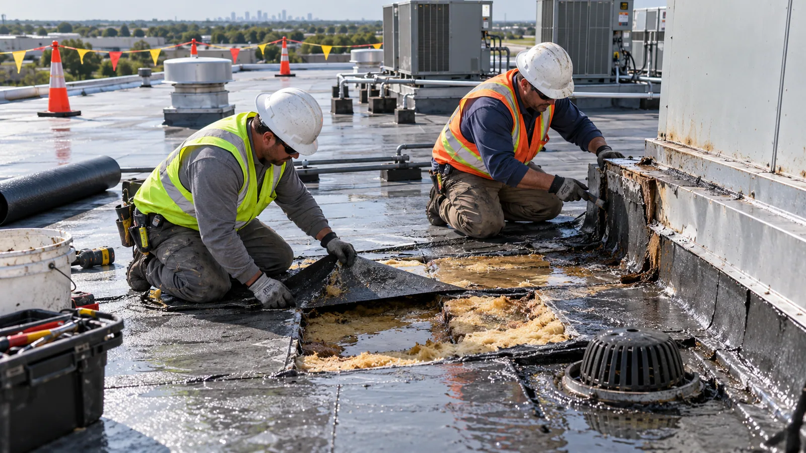 Commercial Storm Damage Roof Repair in Waterbury, CT
